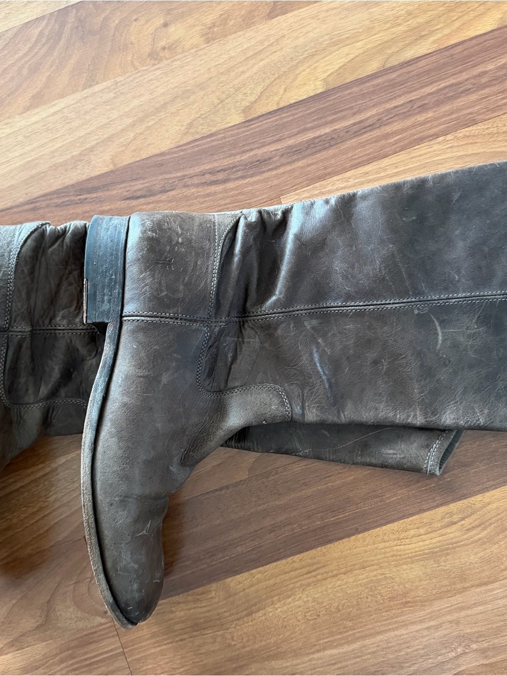Frye Tall Leather Riding Boots in Distressed Brown - Picture 4 of 5